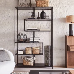 Bibliothèque en métal et en bois - noir