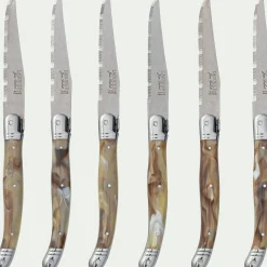 Bloc de 6 couteaux à steak en inox - argenté