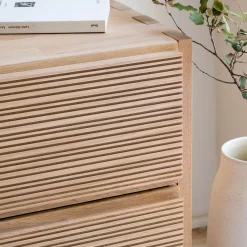 Bloc de 2 grands tiroirs en chêne strié L82cm - bois clair