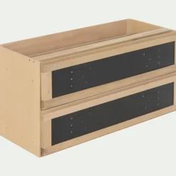 Bloc de 2 grands tiroirs en placage chêne et acier L82cm - noir