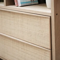 Bloc de 2 grands tiroirs en chêne et raphia L82cm - bois clair
