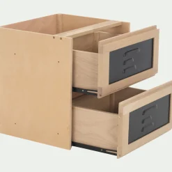 Bloc de 2 tiroirs en acier L40cm - noir