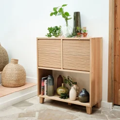 Bloc de 2 tiroirs en chêne strié L40cm - bois clair