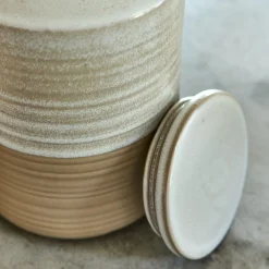 Bocal avec couvercle 1,95L en grès - beige