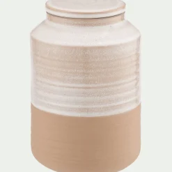 Bocal avec couvercle 1,95L en grès - beige