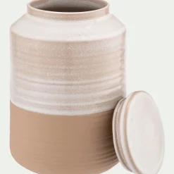 Bocal avec couvercle 1,95L en grès - beige