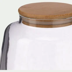 Bocal conique en verre avec couvercle en bambou 2,2L - transparent