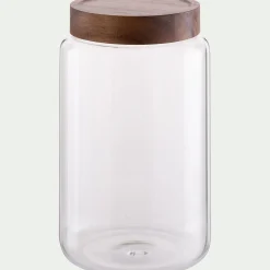 Bocal de conservation en verre avec couvercle en acacia 3L - transparent