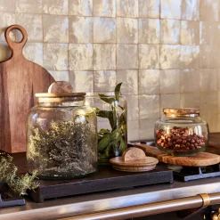 Bocal en verre avec couvercle en manguier 3,5L - transparent