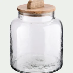 Bocal en verre avec couvercle en manguier 3,5L - transparent