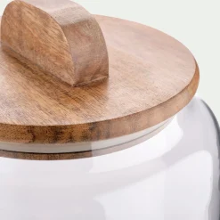 Bocal en verre avec couvercle en manguier 3L - transparent