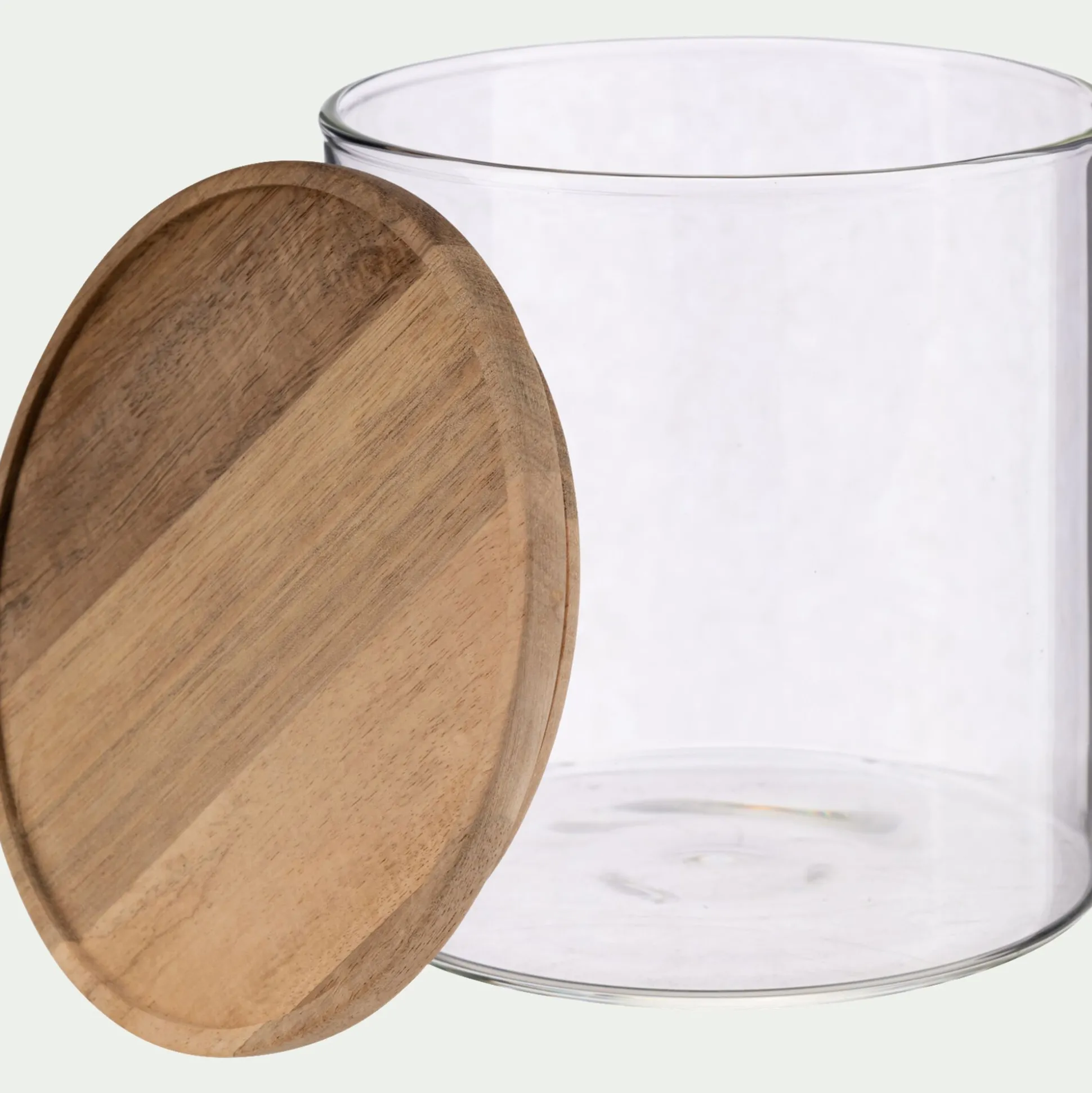 Bocal en verre avec couvercle en acacia 1,8L - transparent
