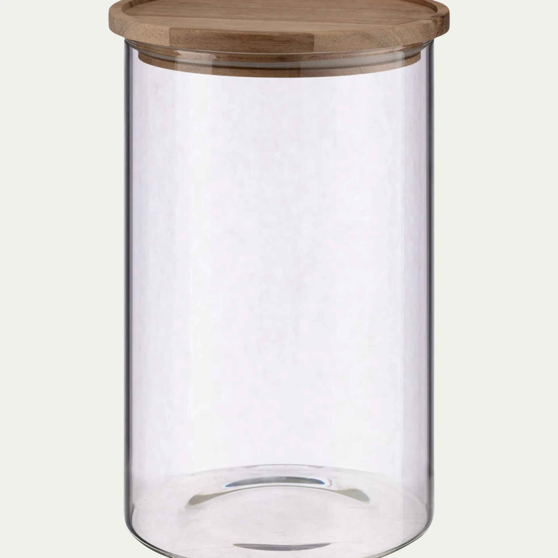 Bocal en verre avec couvercle en acacia 2L - transparent