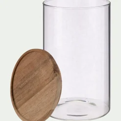 Bocal en verre avec couvercle en acacia 2L - transparent