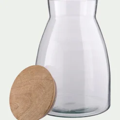 Bocal en verre avec couvercle en manguier 4L - transparent