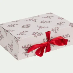 Boite cadeau motif fragon 30X20X10cm - blanc