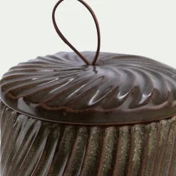 Boite déco en céramique D9,1xH7,5cm - marron