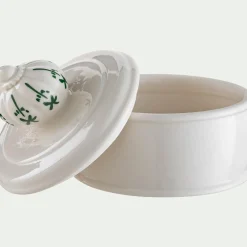 Boite déco en grès D10xH9,8cm - blanc