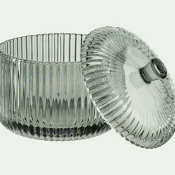 Boite déco en verre D10cm - gris