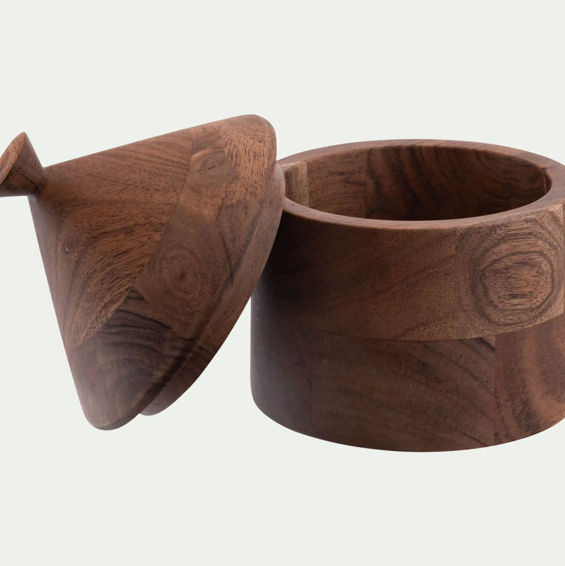 Boite décorative en bois d'acacia D12xH16cm - naturel