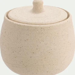 Boite décorative en grès D9,5xH10cm - beige