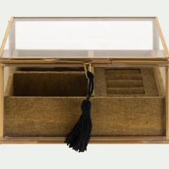 Boite en laiton et en verre 15,5x15,5x8cm - doré