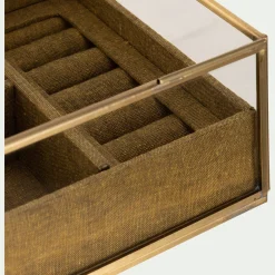 Boite en laiton et en verre 15,5x15,5x8cm - doré