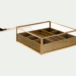 Boite en laiton et en verre 21x21x8cm - doré