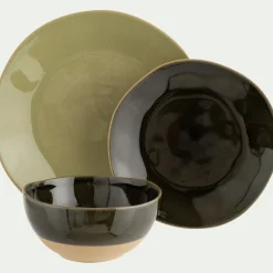 Bol organique en grès D16cm - vert cèdre