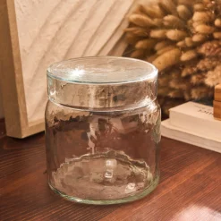 Boîte déco avec couvercle en verre D11cm - transparent