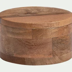 Boîte déco avec couvercle en manguier D15xH8,5cm - marron
