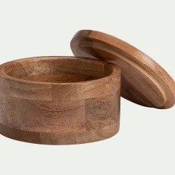 Boîte déco avec couvercle en manguier D15xH8,5cm - marron