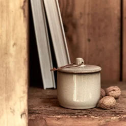 Boîte déco en grès H10cm - gris