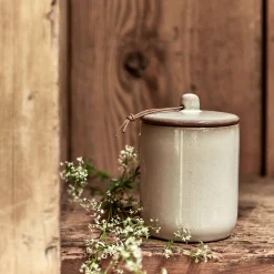 Boîte déco en grès H13,5cm - gris