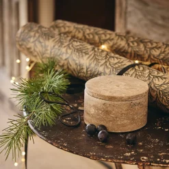 Boîte déco en travertin D11cm - naturel