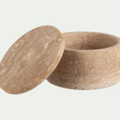 Boîte déco en travertin D11cm - naturel