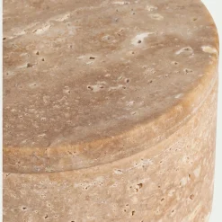 Boîte déco en travertin D11cm - naturel