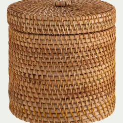 Boîte déco ronde en rotin D15xH15cm - naturel