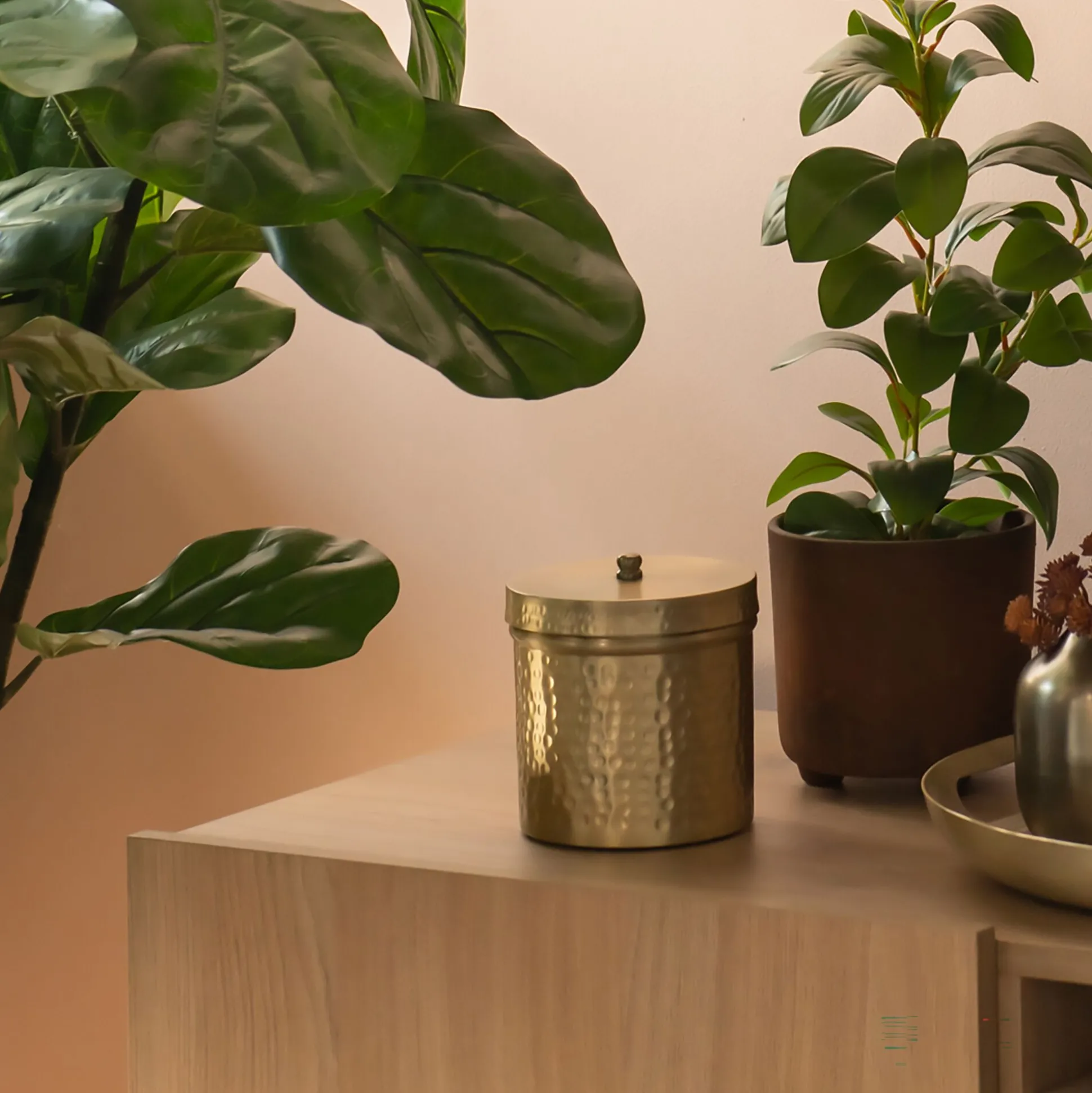 Boîte décorative ronde en fer - doré D10xH10cm