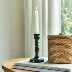 Bougeoir en aluminium H16cm - bleu figuerolles