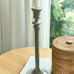 Bougeoir en aluminium H31,5cm - blanc