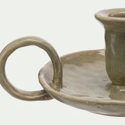 Bougeoir en céramique D15,5xH6,5cm - vert
