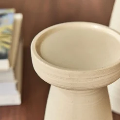 Bougeoir en grès D11,5xH22cm - beige