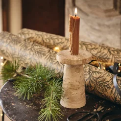 Bougeoir en travertin H13cm - naturel