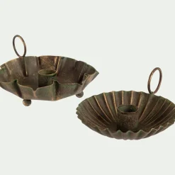 Bougeoir plat en fer H7cm - doré