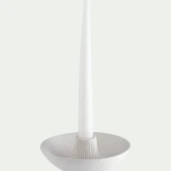 Bougeoir rond en grès D14xH5cm - blanc