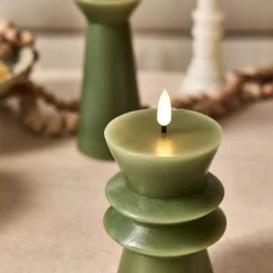 Bougie à LED D7,7xH14,6cm - vert