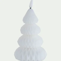 Bougie à LED forme sapin H13,5cm - blanc