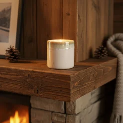 Bougie déco en céramique cylindrique H7,5cm - beige