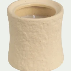 Bougie déco en grès H11cm - rose sable